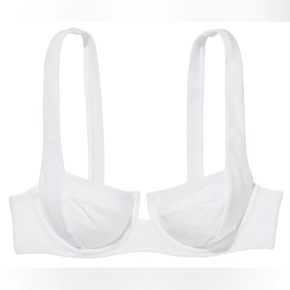 32C/S VS Swim Full Coverage Bikini Top Shine Strap Thong Bikini Set White